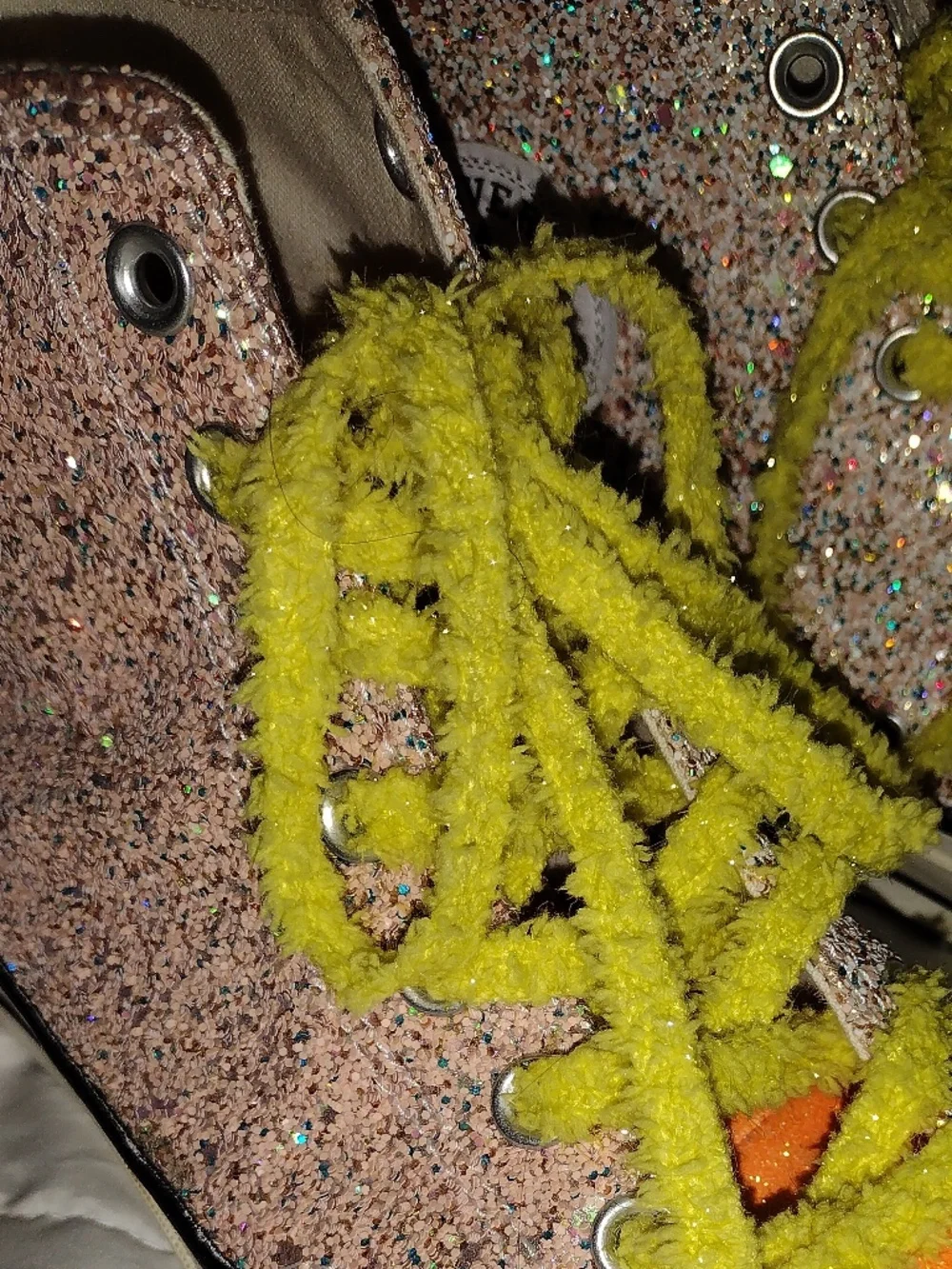 JW Anderson x Converse Orange Glitter High Top Sneakers - Picture 4 of 7